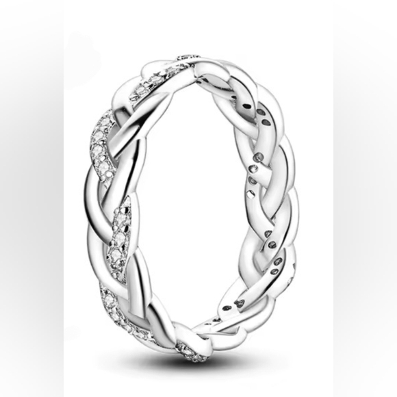 SILVER TWISTED DIAMOND RING, JEWELRY 925 SILVER - Picture 3 of 3